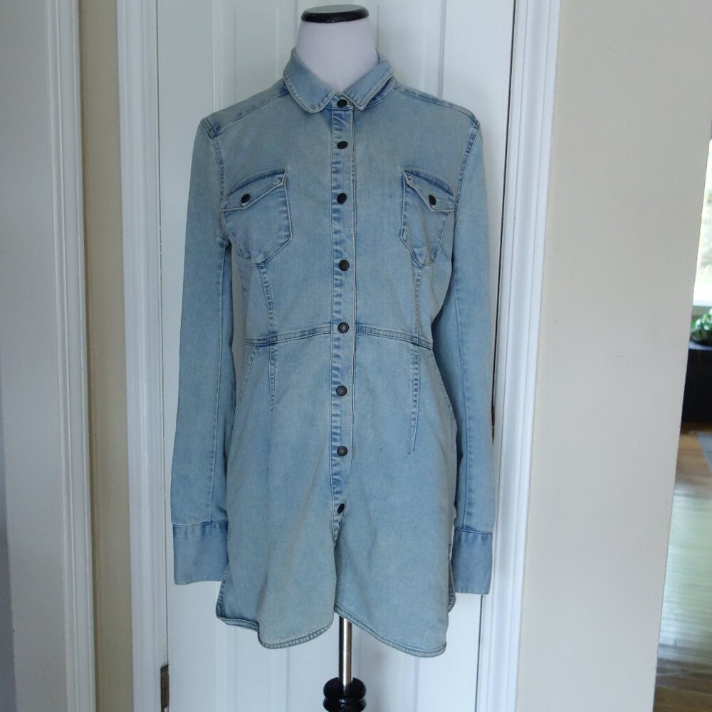 FREE PEOPLE Long Sleeve Snap Denim Mini Dress – Small
